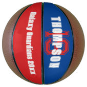 Monogram naam initiaal of aantalteam blauw rood basketbal (Verticaal)