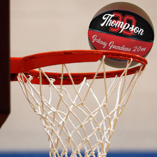 Monogram naam initiaal of nummerteam zwart rood basketbal