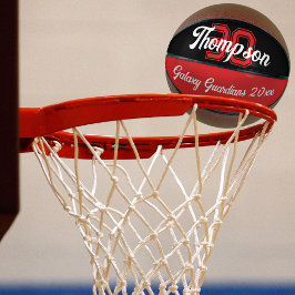 Monogram naam initiaal of nummerteam zwart rood basketbal