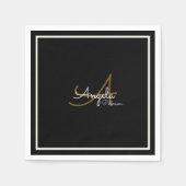 Monogram (naam & initiaal) op Black Standard Servet (Voorkant)