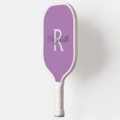 Monogram Naam Initiaal Paars Grijs Wit Pickleball Paddle (Links)
