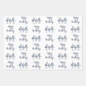 Monogram Naam Initiaal Patroon Happy Birthday Blue Inpakpapier Vel (Voorkant 3)