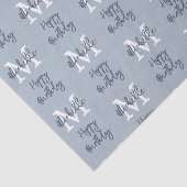 Monogram Naam Initiaal Patroon Happy Birthday Blue Tissuepapier (Detail)