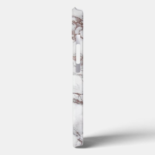 Monogram Naam Initiaal Roos Gold White Grey Marble Case-Mate iPhone Case (Achterkant / Links)