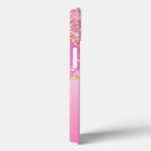 Monogram Naam Initiaal Roze Glam Bling Glitter Case-Mate iPhone Case (Achterkant / Rechts)
