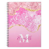 Monogram Naam Initiaal Roze Glam Glitter Notitieboek (Voorkant)