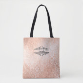 Monogram Naam Initiaal Roze Goud Damast Bruidsmeis Tote Bag (Voorkant)