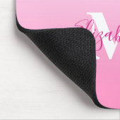 Monogram naam initiaal roze goud glam glitter muismat (Hoek)