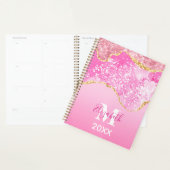 Monogram Naam Initiaal Roze Goud Glam Glitter Planner (Display)