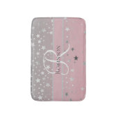 Monogram Naam Initiaal Roze grijze Zilver Trendy Badmat (Voorkant Verticaal)