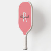 Monogram Naam Initiaal Roze Koraal Grijs Wit Pickleball Paddle (Links)