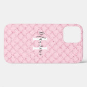 Monogram Naam Initiaal Roze Zeemeermin Schaaltjes  Case-Mate iPhone Case (Achterkant (horizontaal))