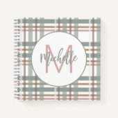 Monogram Naam Initiaal Sage Dusty Pink Pset Notitieboek (Voorkant)