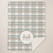 Monogram Naam Initiaal Sage Pink Pset Patroon Sherpa Deken (Voorkant)