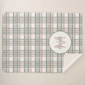 Monogram Naam Initiaal Sage Pink Pset Patroon Sherpa Deken (Voorkant (horizontaal))