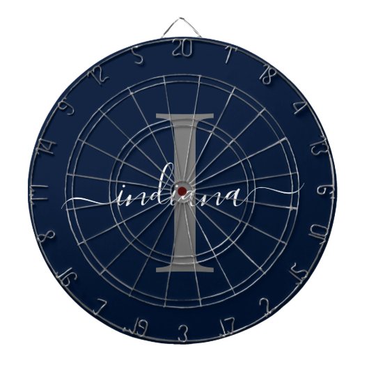 Monogram naam initiaal script Navy blauw Dartbord (Voorkant)