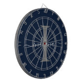 Monogram naam initiaal script Navy blauw Dartbord (Voorkant Links)