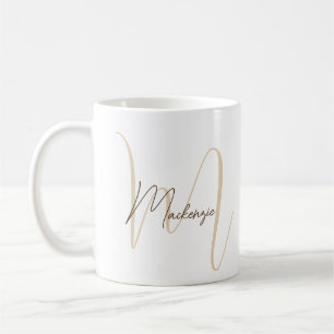 Monogram Naam Initiaal Script Simple Modern Koffiemok