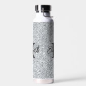 Monogram Naam Initiaal Silver Glitter Girly Trendy Waterfles (Links)