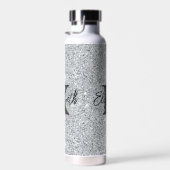 Monogram Naam Initiaal Silver Glitter Girly Trendy Waterfles (Rechts)