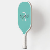Monogram naam initiaal turkoois groen blauw grijs pickleball paddle (Links)