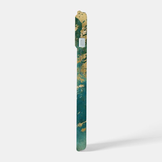 Monogram Naam Initiaal Turquoise Green Gold Marble iPhone 15 Case (Linkerkant)