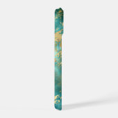 Monogram Naam Initiaal Turquoise Green Gold Marble iPhone 15 Case (Rechterkant)