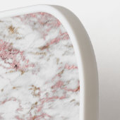 Monogram Naam Initiaal White Grey Gold Pink Marble Pickleball Paddle (Links Detail)