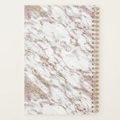 Monogram Naam Initiaal White Grey Gold Pink Marble Planner (Achterkant)