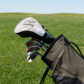 Monogram Naam Initiaal Wit Grijs Goud Roze Marmer  Golfheadcover (Insitu)