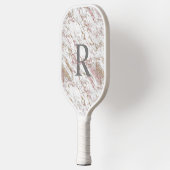 Monogram Naam Initiaal Wit Grijs Goud Roze Marmer Pickleball Paddle (Links)