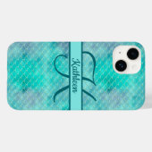 Monogram naam initiaal zeemeermin blauw paars groe Case-Mate iPhone case (Achterkant (horizontaal))