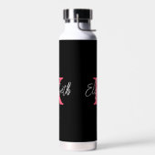 Monogram Naam Initiaal Zwart Roze Wit Trendy  Waterfles (Links)