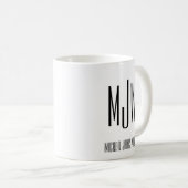 Monogram Naam Initiaal Zwart Wit Koffiemok (Voorkant rechts)