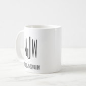 Monogram Naam Initiaal Zwart Wit Koffiemok (Voorkant links)