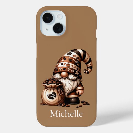 Monogram Naam Initialen Koffiegnoom Bruin Wit Case-Mate iPhone Case (Achterkant)