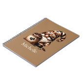 Monogram Naam Initialen Koffiegnoom Bruin Wit Notitieboek (Linkerzijde)