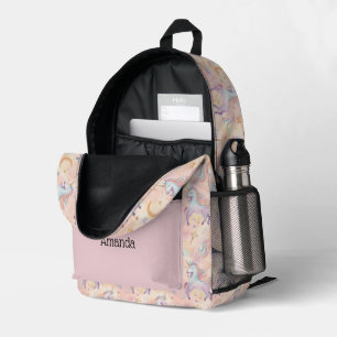 Monogram Naam Initialen Pastel Eenhoorns Meisjes Bedrukte Rugzak