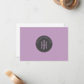  Monogram Naam Initialen Pastel Violet Notitiekaartje (Voorkant / Achterkant in situ)