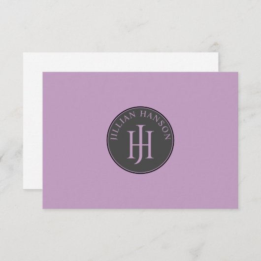  Monogram Naam Initialen Pastel Violet Notitiekaartje (Voorkant / Achterkant)