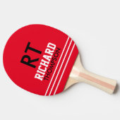 Monogram (naam + initialen) Rood Tafeltennisbatje (Zijkant)