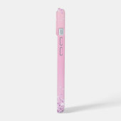 Monogram naam initialen roze paarse glitters iPhone 15 case (Linkerkant)