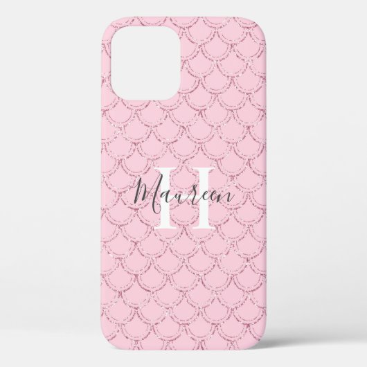 Monogram naam initialen roze zeemeermin schubben g Case-Mate iPhone case (Achterkant)