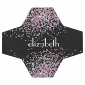 Monogram naam initialen zwart roze zilver glitters voetbal (Enkel)