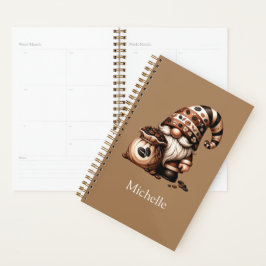 Monogram Naam Jaar Koffie Gnoom Bruin Wit Jaarlijk Planner