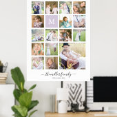 Monogram naam kalligrafie wit 16 foto collage poster (Thuiskantoor)