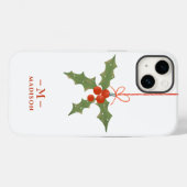 Monogram Naam Kerst Holly Winter Bloemig Case-Mate iPhone Case (Achterkant (horizontaal))