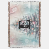 Monogram naam kerstboom bloemenwaterverf deken (Voorkant Verticaal)