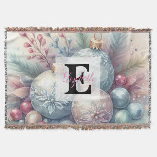 Monogram naam kerstboom ornamenten waterverf deken