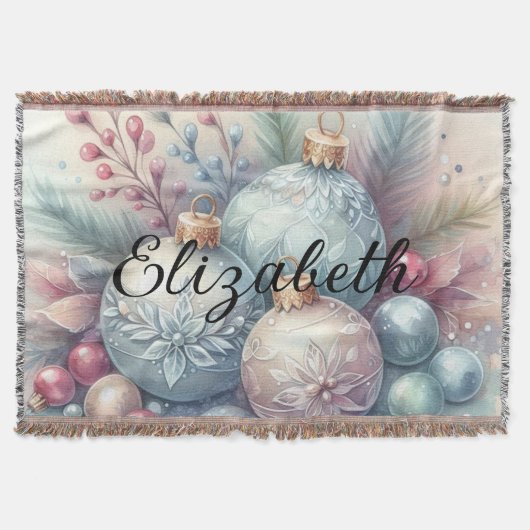 Monogram naam kerstboom ornamenten waterverf deken (Voorkant)
